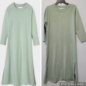 LAKE Womens Sweatshirt Dress Sz M Moss Green Leisure Loungewear Cozy Soft Cotton